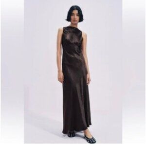ZARA WRINKLED SATIN EFFECT DRESS ZW COLLECTION - Large